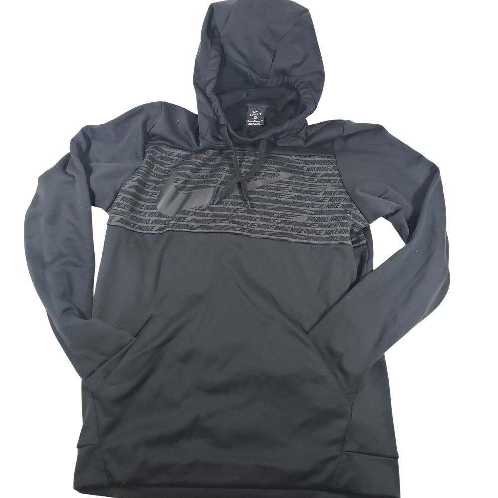 Nike Dri-FIT Mens Pullover Hoodie Black Logo Pattern BV2764-010‎ Size M